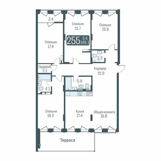 146,4 м², 5-комнатная квартира 23 990 000 ₽ - изображение 1