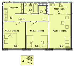 72,3 м², 3-комнатная квартира 6 940 800 ₽ - изображение 17