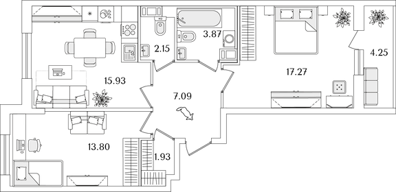 81,2 м², 3-комнатная квартира 15 499 999 ₽ - изображение 93