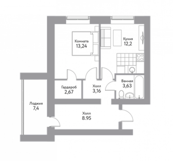 47,6 м², 2-комнатная квартира 4 295 000 ₽ - изображение 1