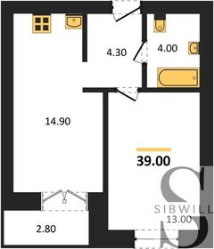 Квартира 39 м², 1-комнатная - изображение 1