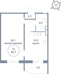 52,7 м², 1-комнатная квартира 6 690 000 ₽ - изображение 33