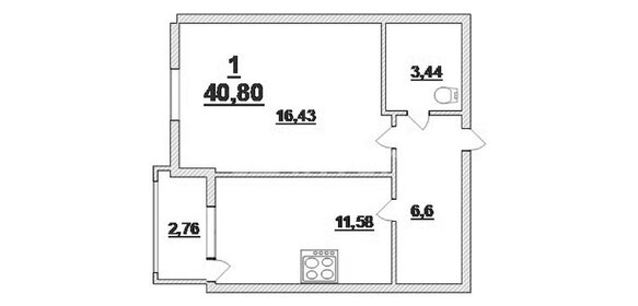 Квартира 40,8 м², 1-комнатная - изображение 2