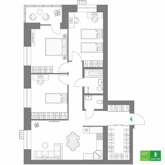 90,8 м², 3-комнатная квартира 17 796 000 ₽ - изображение 1