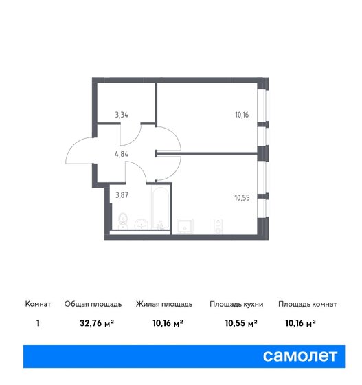 32,8 м², 1-комнатная квартира 6 180 000 ₽ - изображение 18