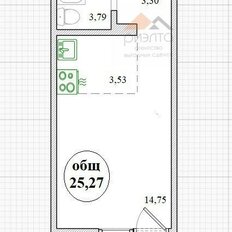 Квартира 25,4 м², 1-комнатная - изображение 3