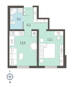 Квартира 38,1 м², 1-комнатная - изображение 1