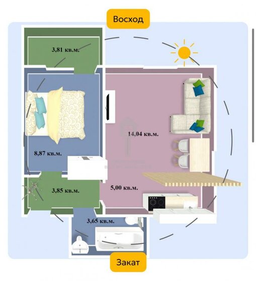 39,2 м², 2-комнатная квартира 4 919 000 ₽ - изображение 1