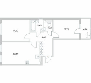 Квартира 63,9 м², 2-комнатная - изображение 1