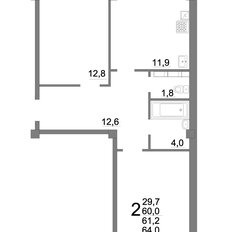 Квартира 64 м², 2-комнатная - изображение 3