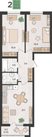 52,5 м², 2-комнатная квартира 6 100 000 ₽ - изображение 116