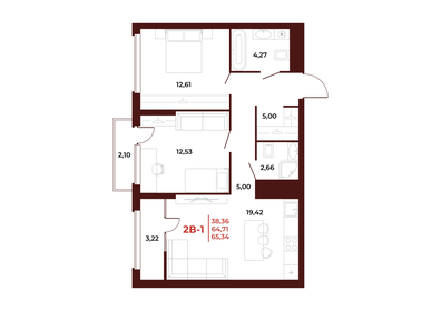 66,7 м², 2-комнатная квартира 7 073 380 ₽ - изображение 34