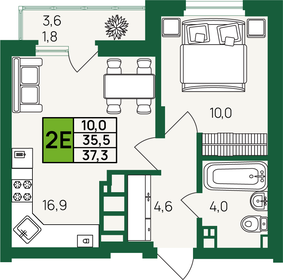 37,4 м², 1-комнатная квартира 4 376 396 ₽ - изображение 26