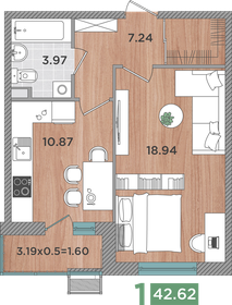 Квартира 42,6 м², 1-комнатная - изображение 1