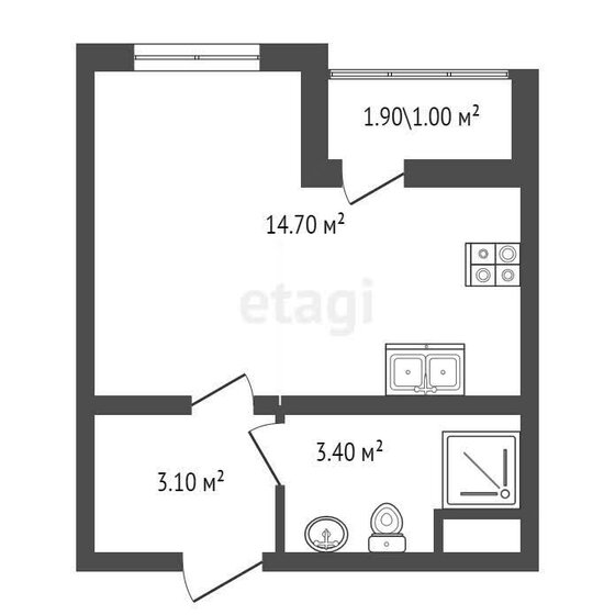 22,2 м², квартира-студия 4 190 000 ₽ - изображение 15
