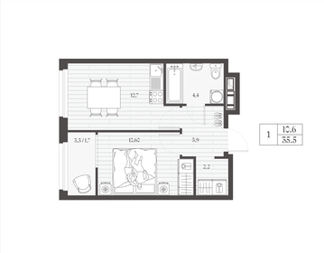 Квартира 35,5 м², 1-комнатная - изображение 1