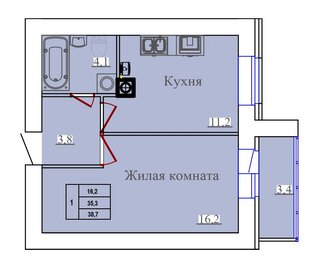 36 м², 1-комнатная квартира 3 100 000 ₽ - изображение 13