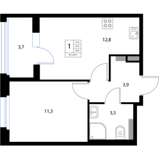 Квартира 33,4 м², 2-комнатная - изображение 2