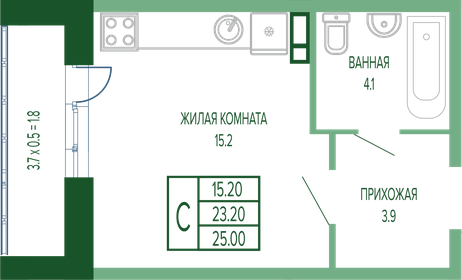 19,6 м², квартира-студия 1 250 000 ₽ - изображение 118