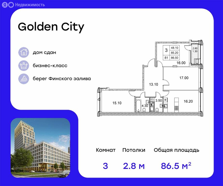 Варианты планировок ЖК Golden City - планировка 5