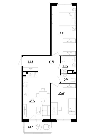 64,6 м², 2-комнатная квартира 9 073 920 ₽ - изображение 1