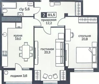 Квартира 81,5 м², 2-комнатная - изображение 1