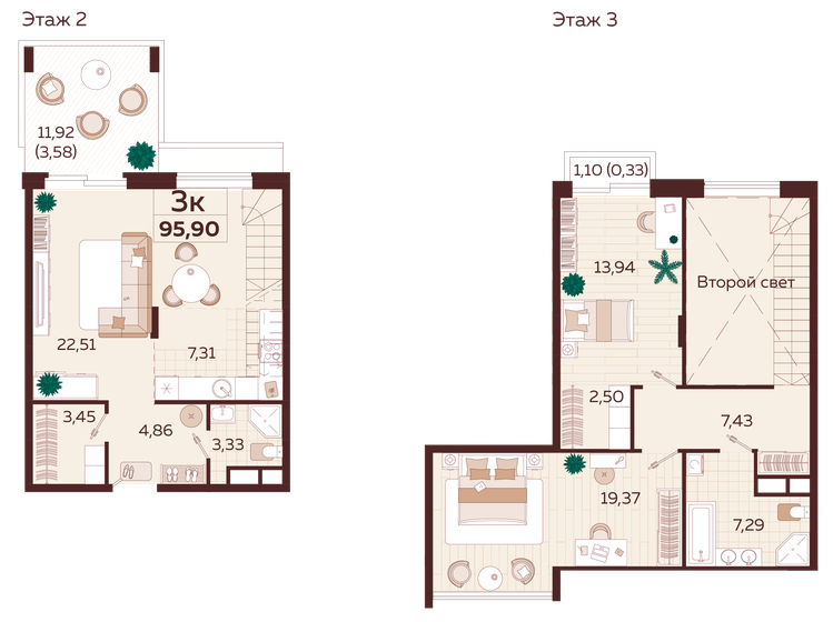 95,9 м², 3-комнатная квартира 31 550 000 ₽ - изображение 1