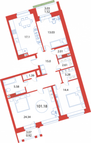 117,3 м², 3-комнатная квартира 32 293 404 ₽ - изображение 57