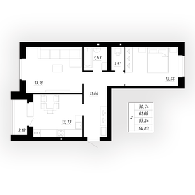 59,9 м², 2-комнатная квартира 4 759 000 ₽ - изображение 14