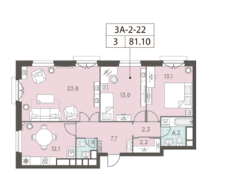 81 м², 3-комнатная квартира 34 185 320 ₽ - изображение 83