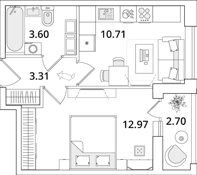 31,9 м², 1-комнатная квартира 9 181 913 ₽ - изображение 1