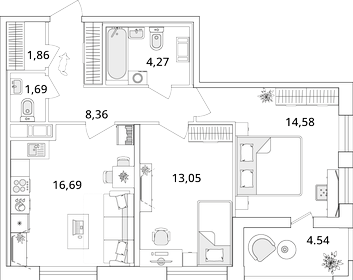 65,7 м², 2-комнатная квартира 14 800 000 ₽ - изображение 147