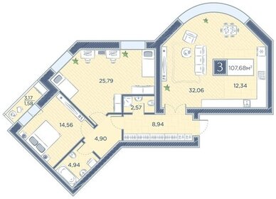 Квартира 107,7 м², 3-комнатная - изображение 1