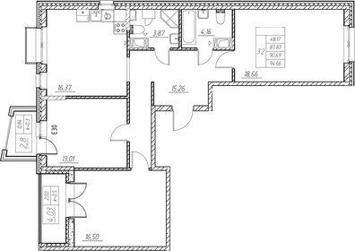 Квартира 94,7 м², 3-комнатная - изображение 1