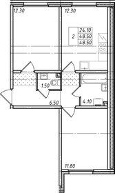 Квартира 48,5 м², 2-комнатная - изображение 1