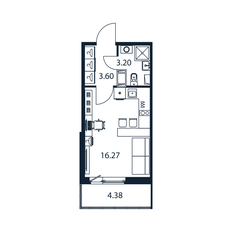 Квартира 24,4 м², студия - изображение 3
