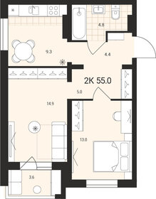 55 м², 2-комнатная квартира 5 040 000 ₽ - изображение 35