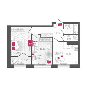 47 м², 2-комнатная квартира 7 400 000 ₽ - изображение 54