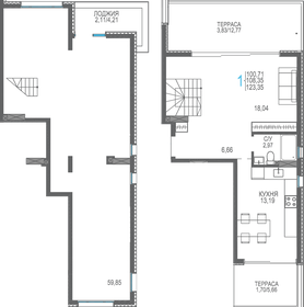 Квартира 108,4 м², 1-комнатная - изображение 1