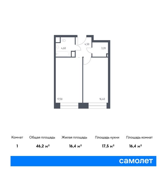 46,2 м², 1-комнатные апартаменты 25 338 760 ₽ - изображение 1