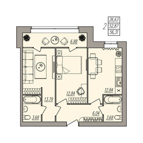 56,3 м², 2-комнатная квартира 7 883 400 ₽ - изображение 8