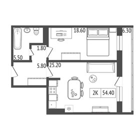 58,1 м², 2-комнатная квартира 6 700 000 ₽ - изображение 2