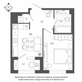 Квартира 35 м², 1-комнатная - изображение 1