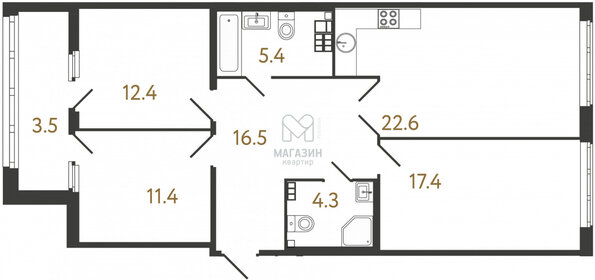 Квартира 90 м², 4-комнатная - изображение 1