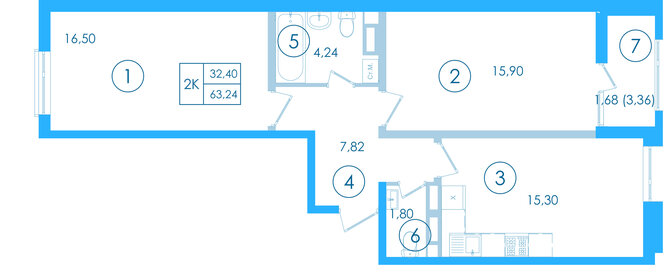 51,3 м², 2-комнатная квартира 9 500 000 ₽ - изображение 79