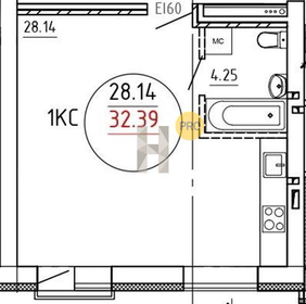 Квартира 33 м², студия - изображение 1