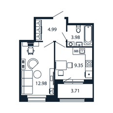 Квартира 33,2 м², 1-комнатная - изображение 4