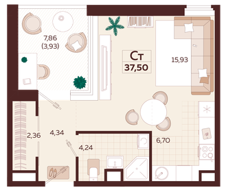 31,5 м², 1-комнатная квартира 10 699 800 ₽ - изображение 103