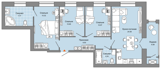 Квартира 86 м², 4-комнатная - изображение 1