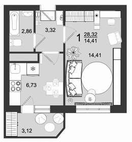 28,2 м², 1-комнатная квартира 3 920 000 ₽ - изображение 60